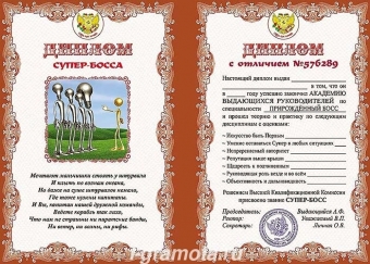 Шуточный сувенирный диплом "Супер-Босса" AE0001754