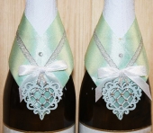 Украшение на шампанское "Ажурное" (Мурена светлый-белый) СвНб32-19-4403