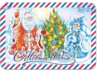 Виниловый магнит "Дед Мороз и Снегурочка" 034001мп100018