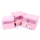 Набор подарочных коробок КВАДРАТ 3в1 "Розовые с окном" Ч33944