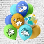 Воздушные шары шёлк "С Днём Рождения. Динозавры" Ч41590