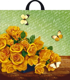 Пакет ПВД с петлевой ручкой "Жёлтые розы" ПР4444Жр