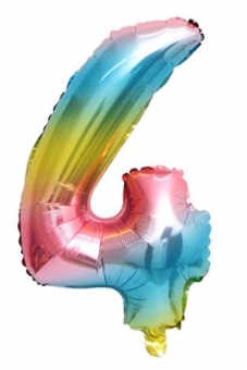 Фольгированный шар-цифра "4" радужный Ч31011