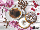 Набор живописи по номерам 30х40см "Кофе с пончиками" RL104