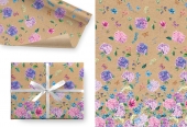 Упаковочная бумага в рулоне "Цветы и бабочки" Ч44328