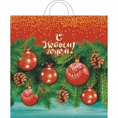Пакет новогодний ПВД с петлевой ручкой "Ёлочный декор"