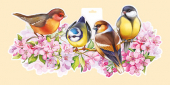 Вырубной плакат "Птицы на ветке" 59.324.00