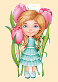 Вырубной плакат "Девочка с тюльпанами" 59,336,00