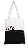 Сумка-шоппер "Панда хочет обнимашки" 35х42см (хлопок) цвет черный/беж 0432.043