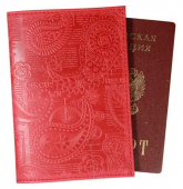 Обложка для паспорта "Индийский орнамент" красный арт.1,2-096-201-0