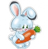 Плакат НГ вырубной А4 "Зайчик с морковкой" цвет голубой ФМ-14451