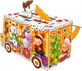 Новогодняя коробка для конфет и подарков "Фургончик" МГК2125