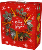 Новогодняя коробка для конфет и подарков "Апельсин и корица" МГК2246