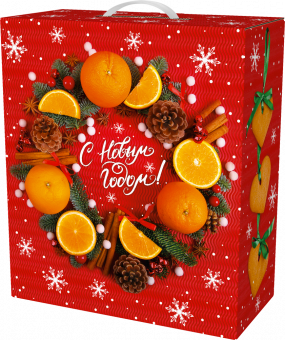Новогодняя коробка для конфет и подарков "Апельсин и корица" МГК2246