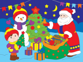 Картинка по номерам "Дед Мороз дарит подарики" 30х40см Х-1252