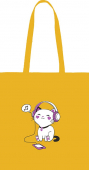 Сумка-шоппер "Кот с музыкой" 35х42см (хлопок 240г/м) цвет желтый 0432.112