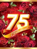Открытка А4 "С Юбилеем" 75лет (красные розы) АКВ-239