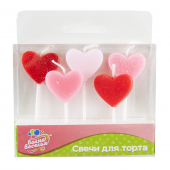 Свечи для торта с блёстками "Сердца" 802725