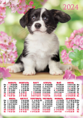 Листовой календарь на 2024 год А3 "Собаки. Милые ушки" ПМ-24-341