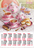 Листовой календарь на 2024 год А3 "Романтическое чаепитие" ПМ-24-561