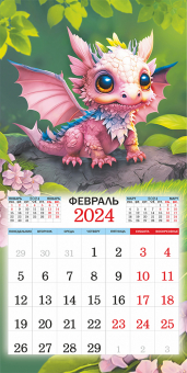 БОЛЬШОЙ перекидной настенный календарь на скрепке на 2024 год "Символ года. Необыкновенные драконы " БПК-24-006 (без упаковки)