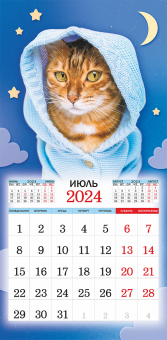 СРЕДНИЙ перекидной настенный календарь на скрепке на 2024 год "Забавные коты" ПК-24-032 (без упаковки)