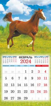 СРЕДНИЙ перекидной настенный календарь на скрепке на 2024 год "Лошади" ПК-24-042 (без упаковки)