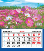 Одноблочный настенный календарь на 2024 год "Полевые цветы. Космея" (мини) КММ-24-009
