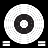 Мишень для пневматического оружия белая в чёрном квадрате МШ-007