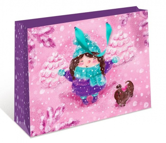 Бумажный подарочный пакет "Девочка в шапке" 1320.567