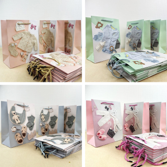 Бумажные подарочные пакеты "Ассорти. С рождением малыша" 10424-496