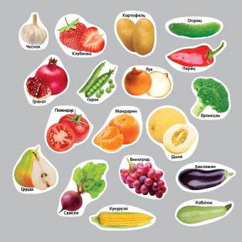 Набор магнитов для развивающих занятий "Овощи, фрукты и ягоды" МФ-007