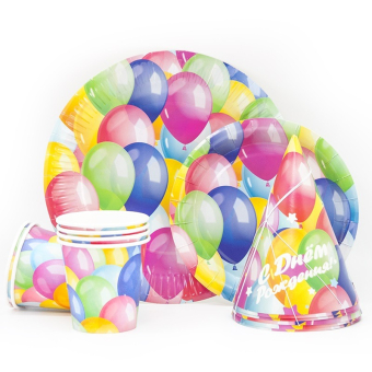 Праздничные колпаки "С Днём Рождения. Воздушные шары" E2161