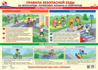 Плакат "Правила безопасной езды на велосипеде, роликовых коньках и скейтборде" ПЛ-15314
