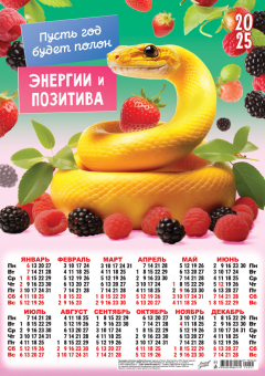 Листовой календарь на 2025 год А3 "Символ года. Энергии и позитива" ПМ-25-051