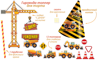 Мини-гирлянда топпер "С Днём Рождения" 84.810