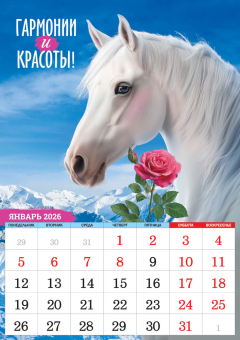Перекидной настенный календарь на ригеле на 2026 год "Символ года. Купайтесь в радости и богатстве" РБ-26-001 (без упаковки)