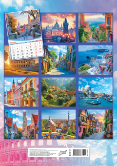 Перекидной настенный календарь на ригеле на 2026 год "Прогулки по городам мира" РБ-26-041 (без упаковки)