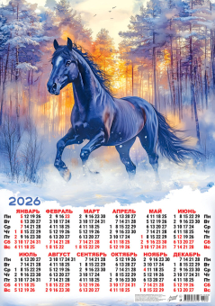Листовой календарь на 2026 год А2 "Символ года. Чёрное на белом" ПО-26-080