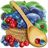 Украшение на скотче "Чашка с ягодами и ложкой" 3001084
