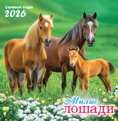 СРЕДНИЙ перекидной настенный календарь на скрепке на 2026 год "Символ года. Милые лошади" ПК-26-005 СРЕДНИЙ перекидной настенный календарь на скрепке на 2026 год "Символ года. Милые лошади" ПК-26-005