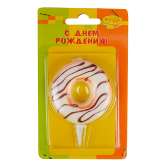 Свеча-цифра 0 "Пончик" арт.4690296057992