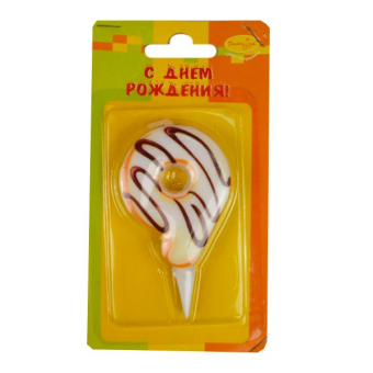 Свеча-цифра 9 "Пончик" арт.4690296058081