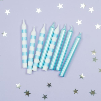 Свечи для торта с держателями "Ассорти Blue & White в полоску" арт.4690296078386