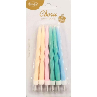 Свечи для торта с держателями "Спирали Большие Macaroons" арт.4690296079147