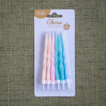 Свечи для торта с держателями "Спирали Большие Macaroons" арт.4690296079147
