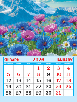 Календарь на магните на 2026 год "Полевые цветы" КМО-26-025 (в упаковке)