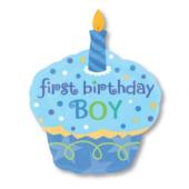 Фольгированный шар "Кекс Свечка. First birthday BOY" 1207-2852