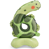 Фольгированный шар "6" Зоопарк Черепаха на подставке 1207-5565