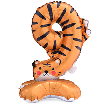 Фольгированный шар "9" Зоопарк Тигр на подставке 1207-5568